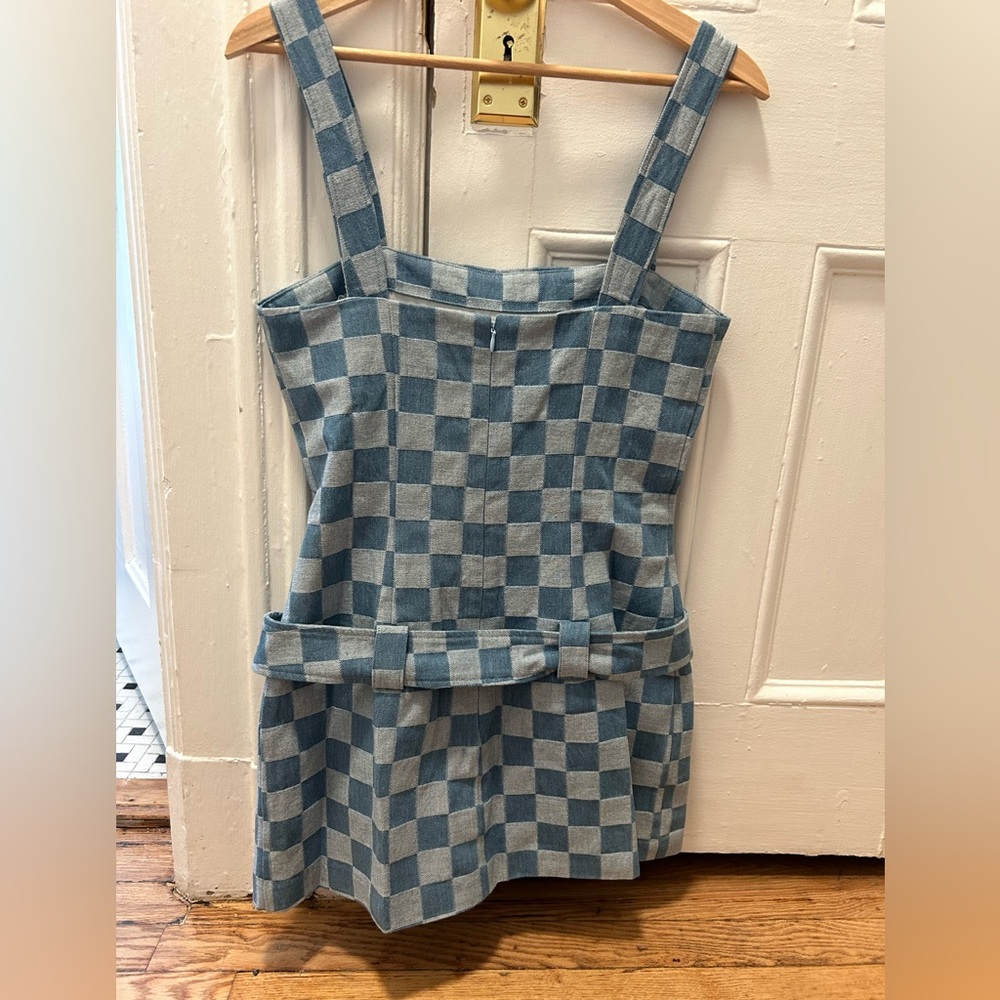 Amanda Uprichard Blue Checkered Mini Dress - Picture 5 of 6